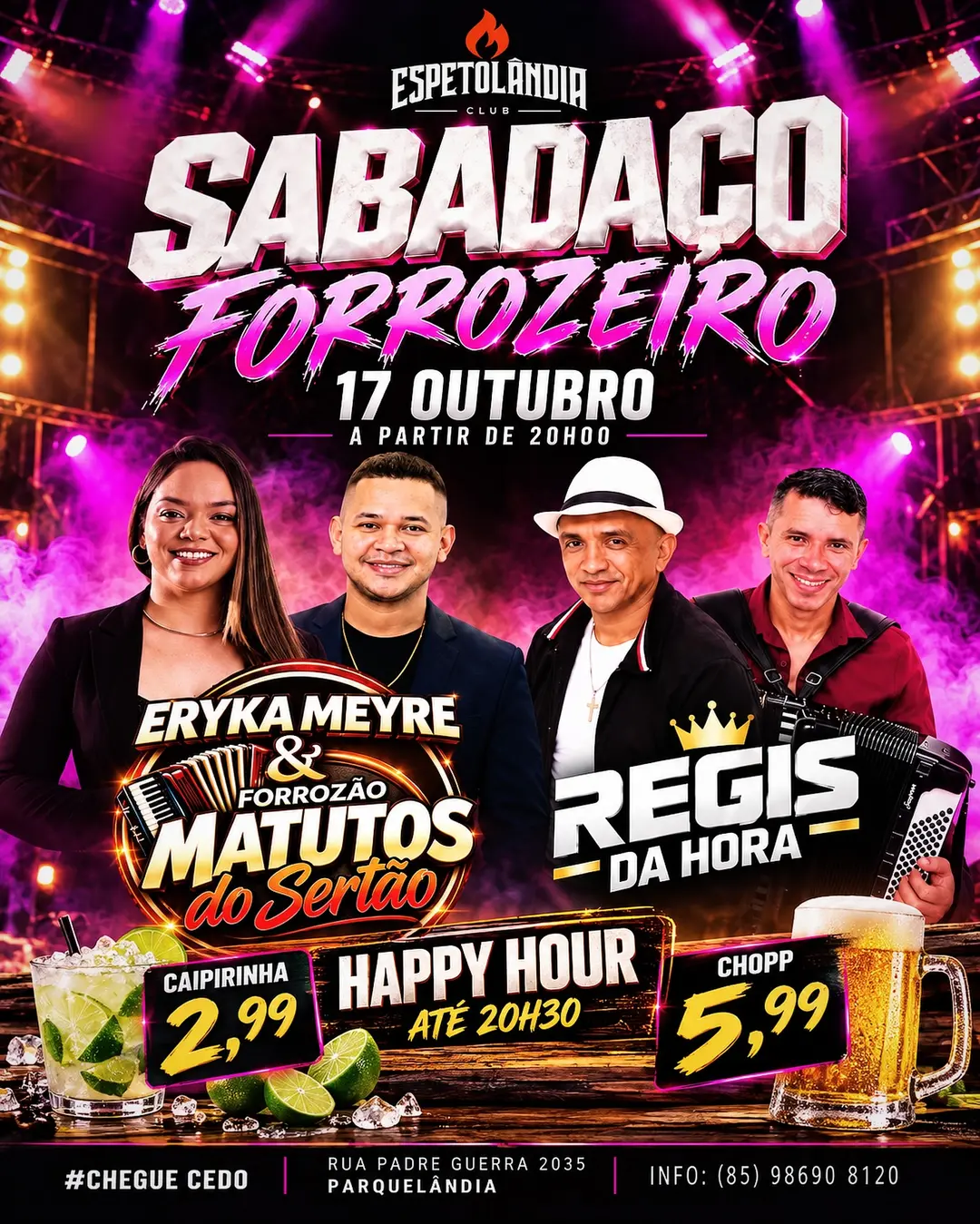 Flyer de Eryka Meyre, Forrozão Matutos do Sertão e Regis da Hora