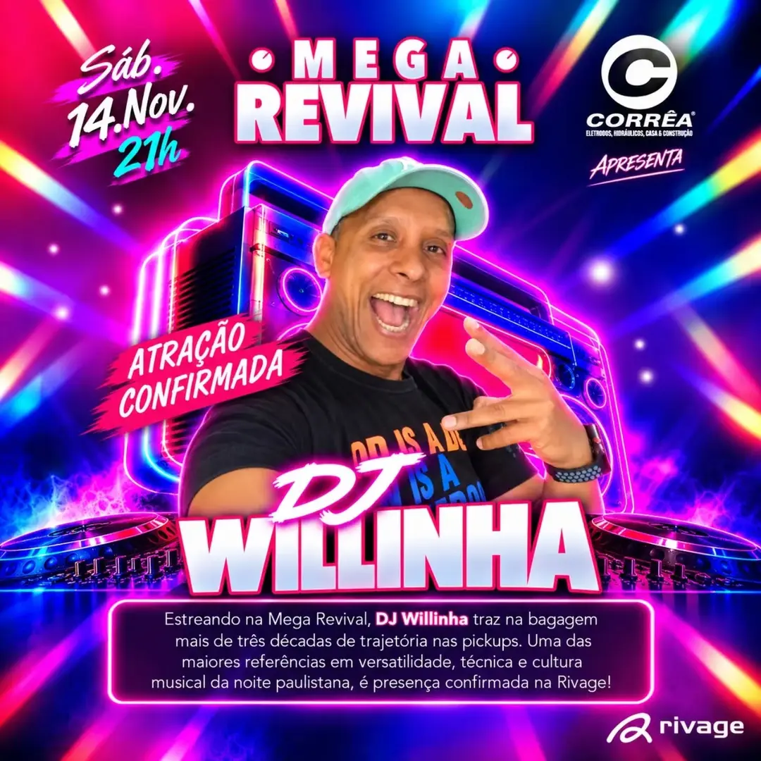 Flyer de DJ Willinha, DJ Rogerinho, Taleesa e mais 5 artistas