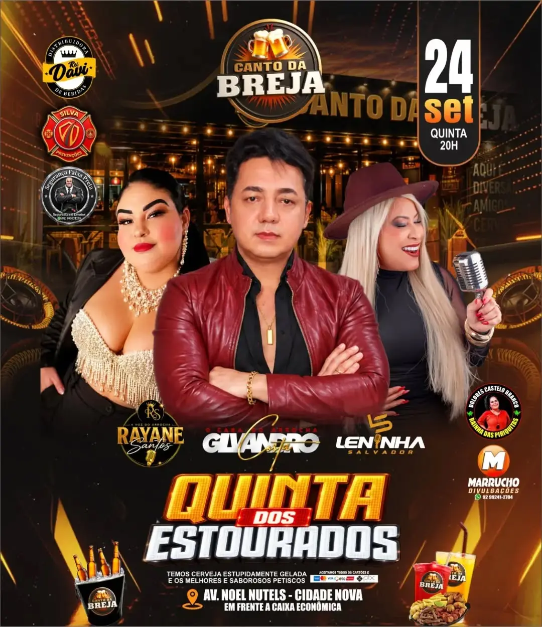 Flyer de Leninha Salvador, Rayane Santos e Glyandro Costa