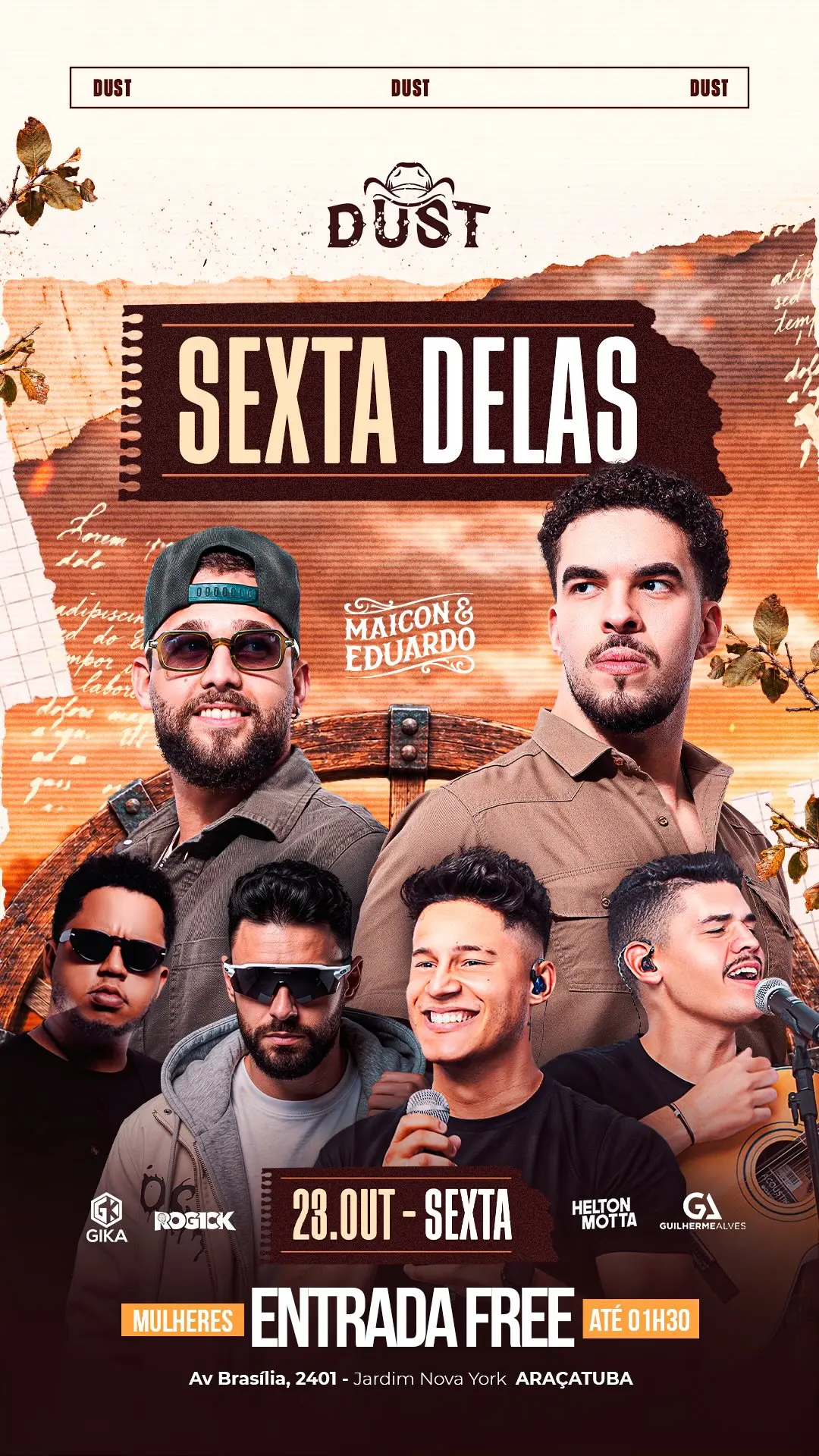 Flyer de Maicon & Eduardo, Gika, Rogick e mais 2 artistas