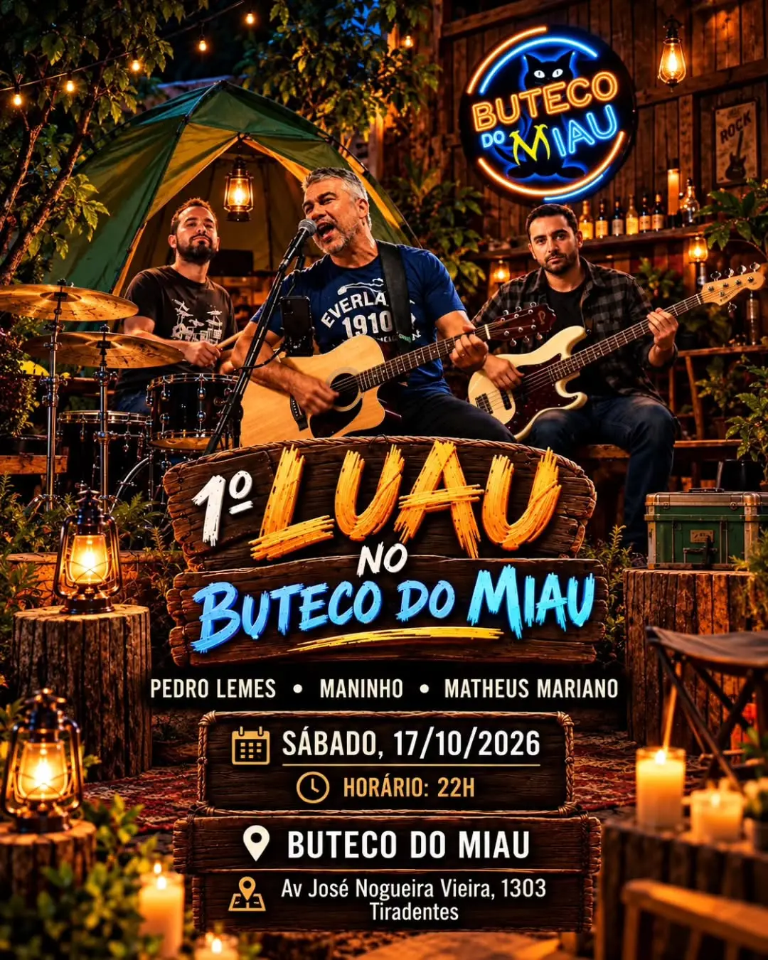 Flyer de Pedro Lemes, Maninho e Matheus Mariano