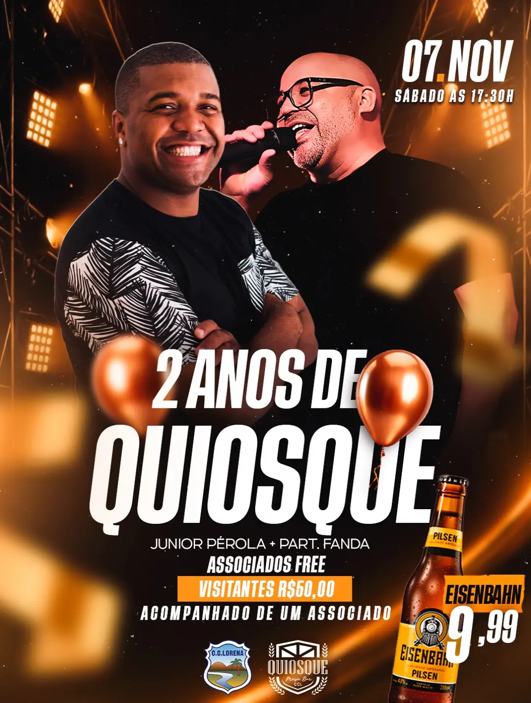 Flyer de Junior Perola e Pagode do Fanda