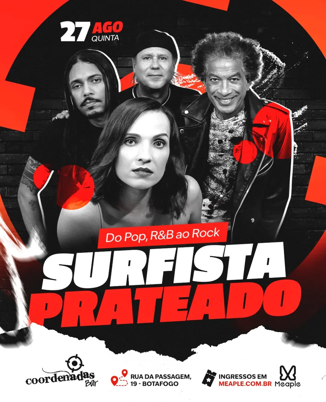 Flyer de Banda Surfista Prateado
