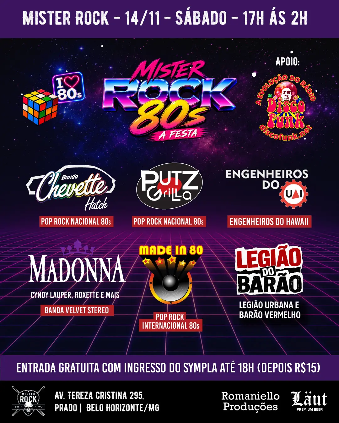 Flyer de Engenheiros do Uai, Made in 80 e mais 4 artistas