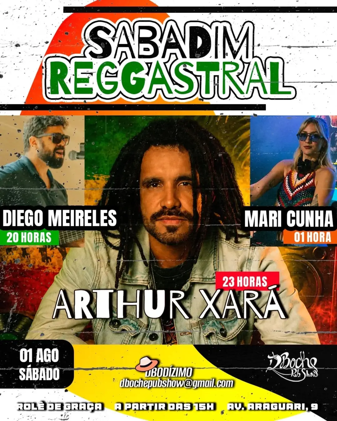 Flyer de Xará, Mari Cunha e Diego Meireles