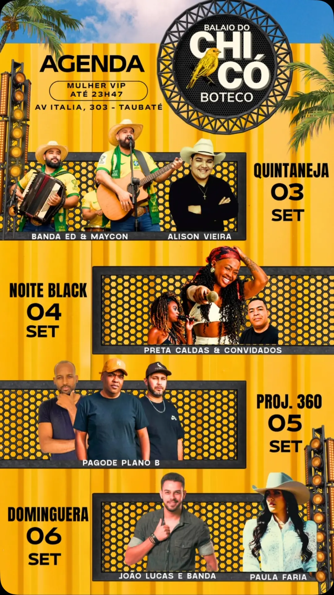 Flyer de Paula Faria e João Lucas e Banda