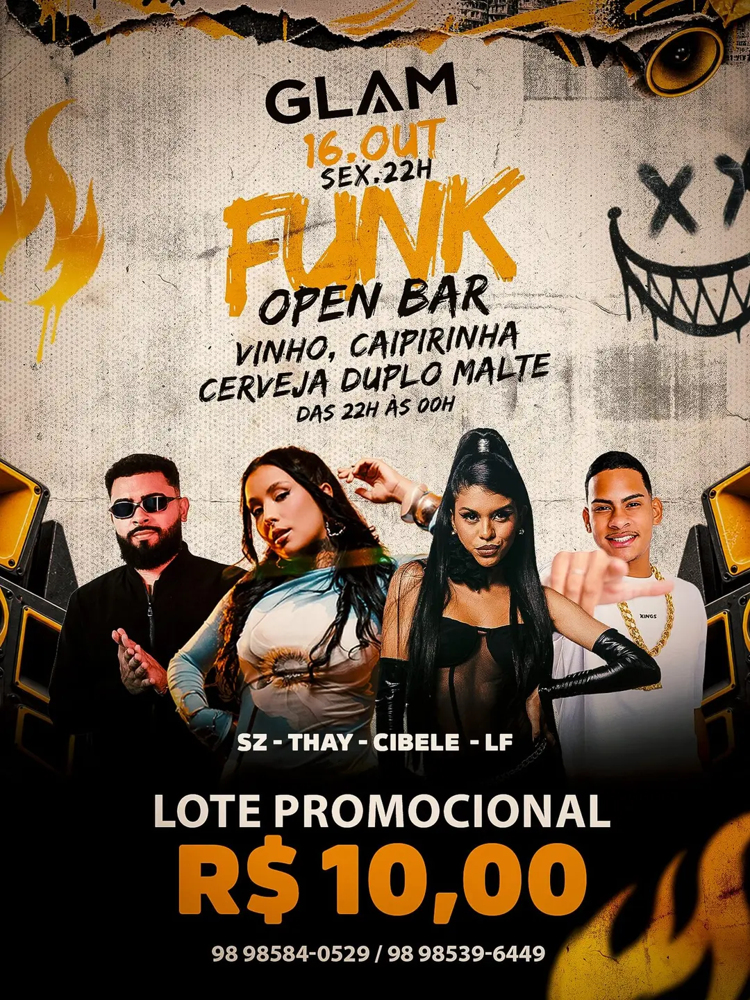 Flyer de DJ LF, DJ SZ, DJ Thay e DJ Cibelle