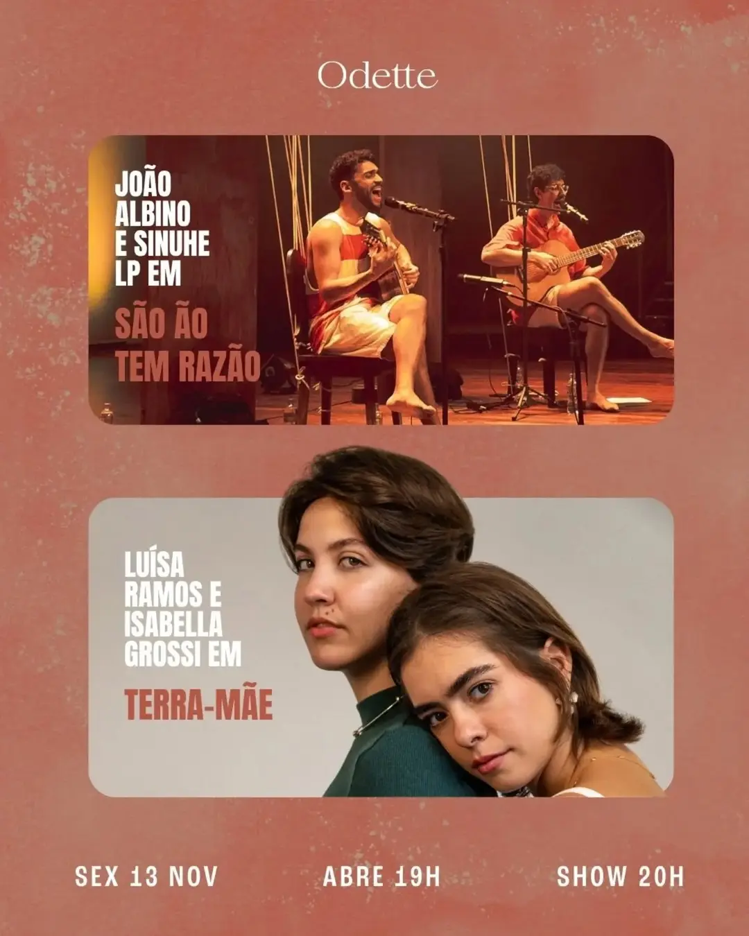 Flyer de Isabella Grossi, Luísa Ramos, João Albino e Sinuhe LP