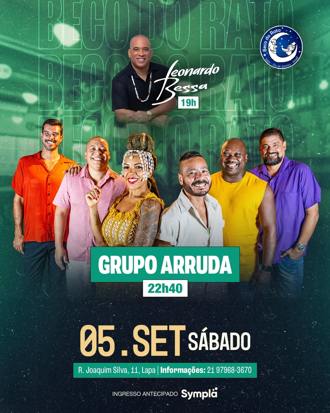 Flyer de Arruda, Leonardo Bessa e Samba Bessa