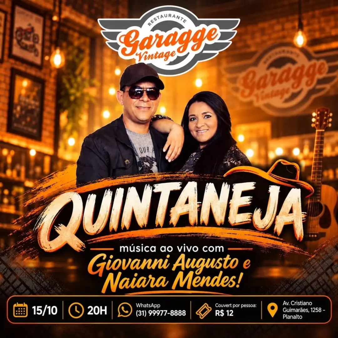 Flyer de Giovanni Augusto e Naiara Mendes