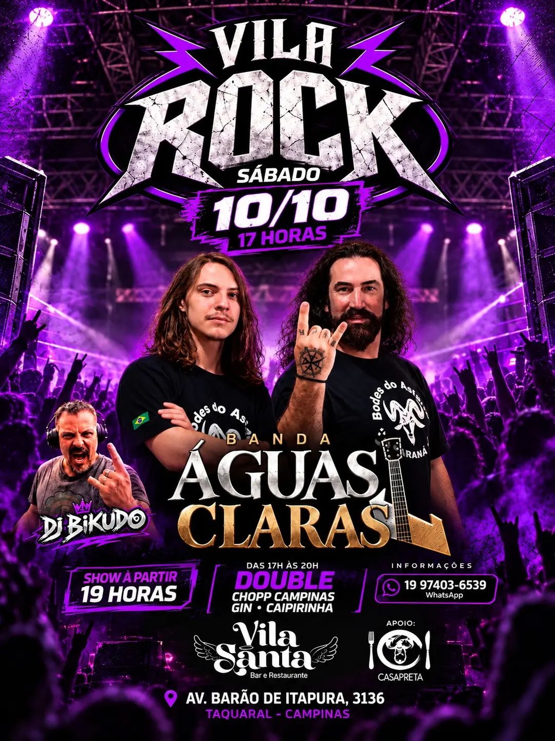 Flyer de Banda Águas Claras e DJ Bikudo