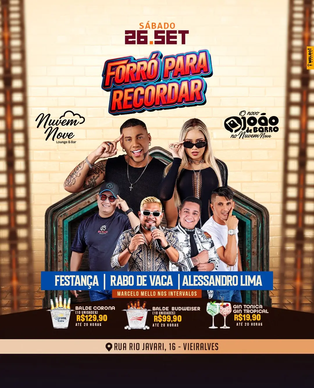 Flyer de Marcelo Mello, Festança, Rabo de Vaca e mais 2 artistas
