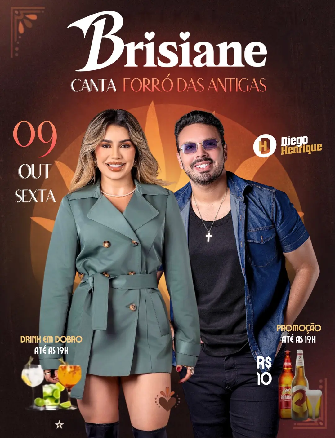 Flyer de Diego Henrique e Brisiane