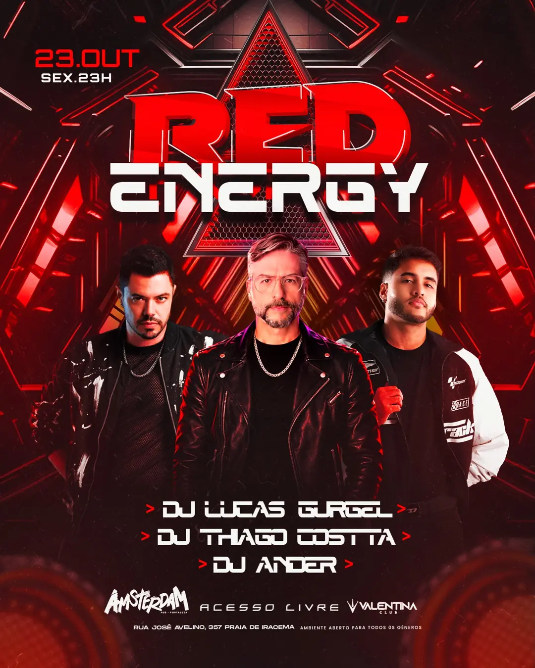 Flyer de Lucas Gurgel, Thiago Costa e Ander