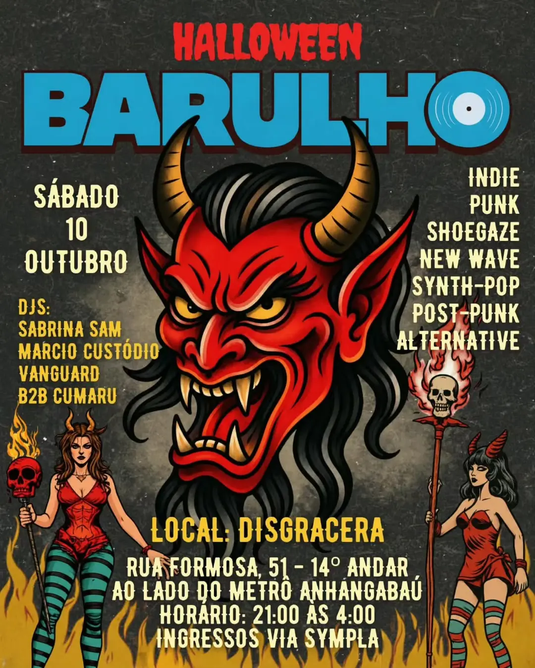Flyer de Sabrina Sam, Márcio Custódio, Vanguard e Cumaru