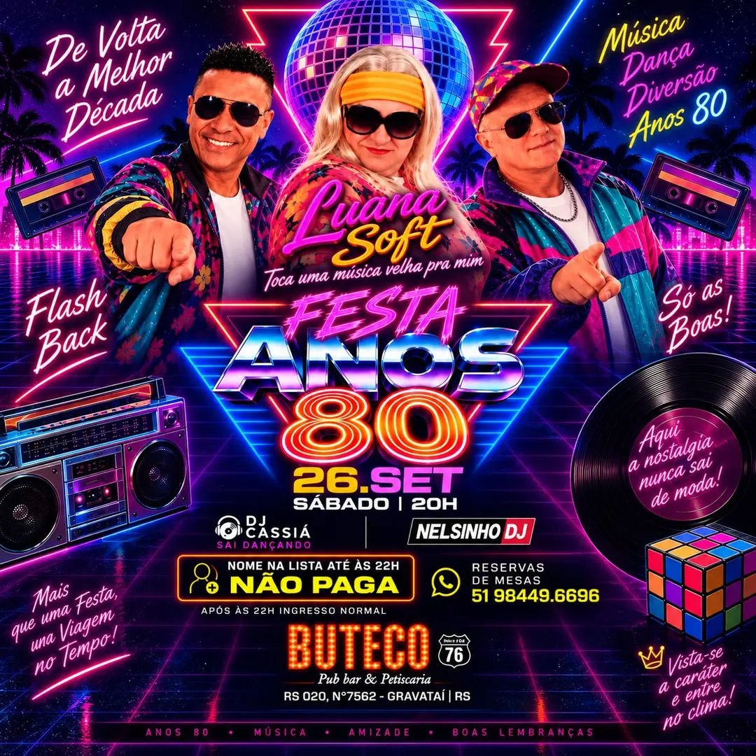 Flyer de Luana Soft, DJ Cassiá e Nelsinho DJ