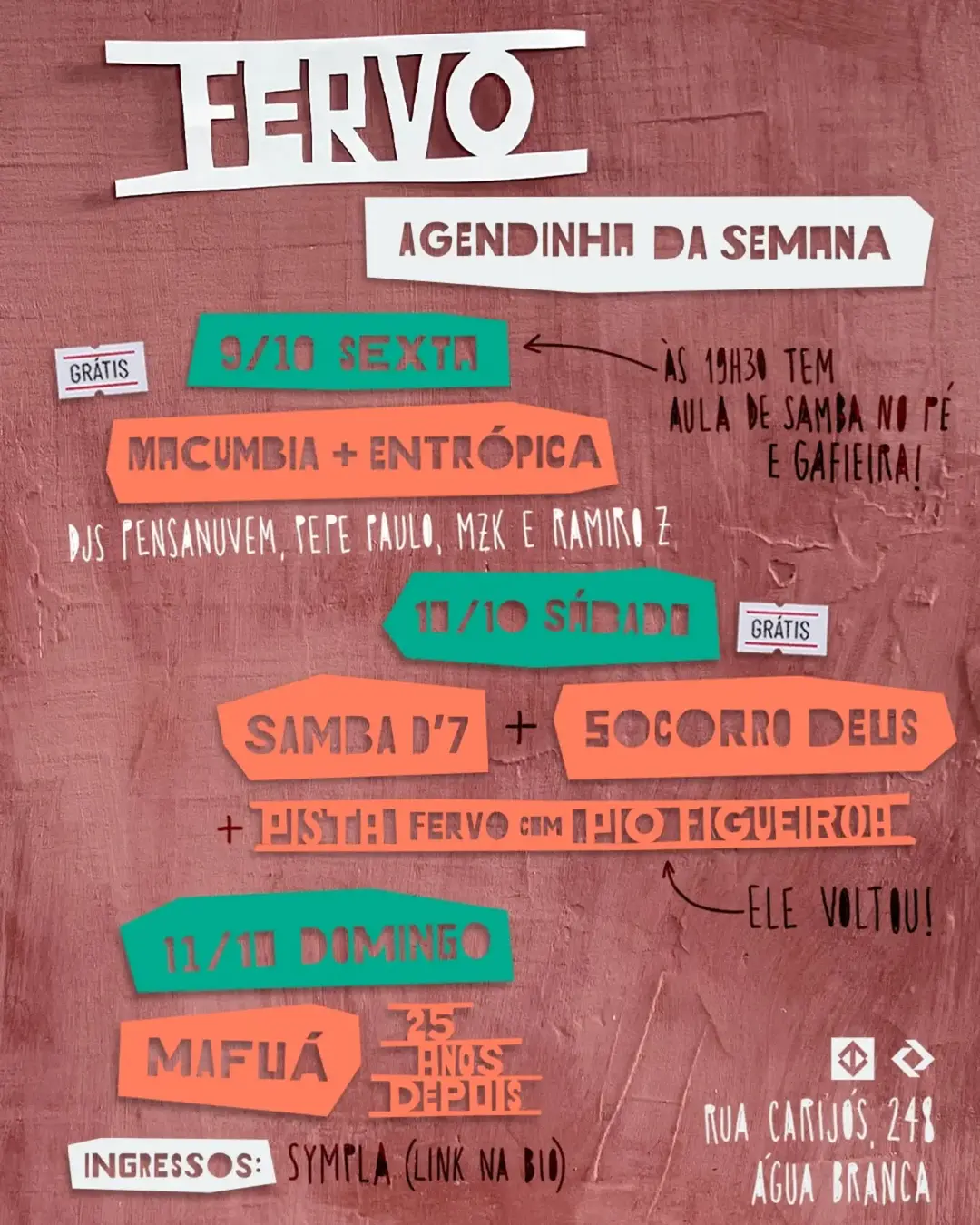 Flyer de Pensa Nuvem, Macumbia, Entrópica e mais 4 artistas