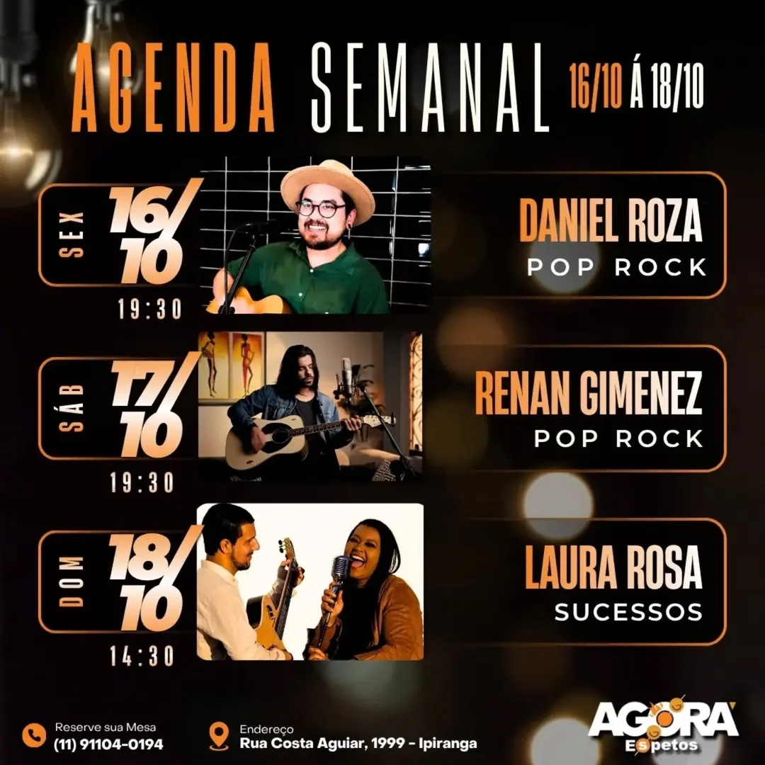 Flyer de Daniel Roza, Renan Gimenez e Laura Rosa