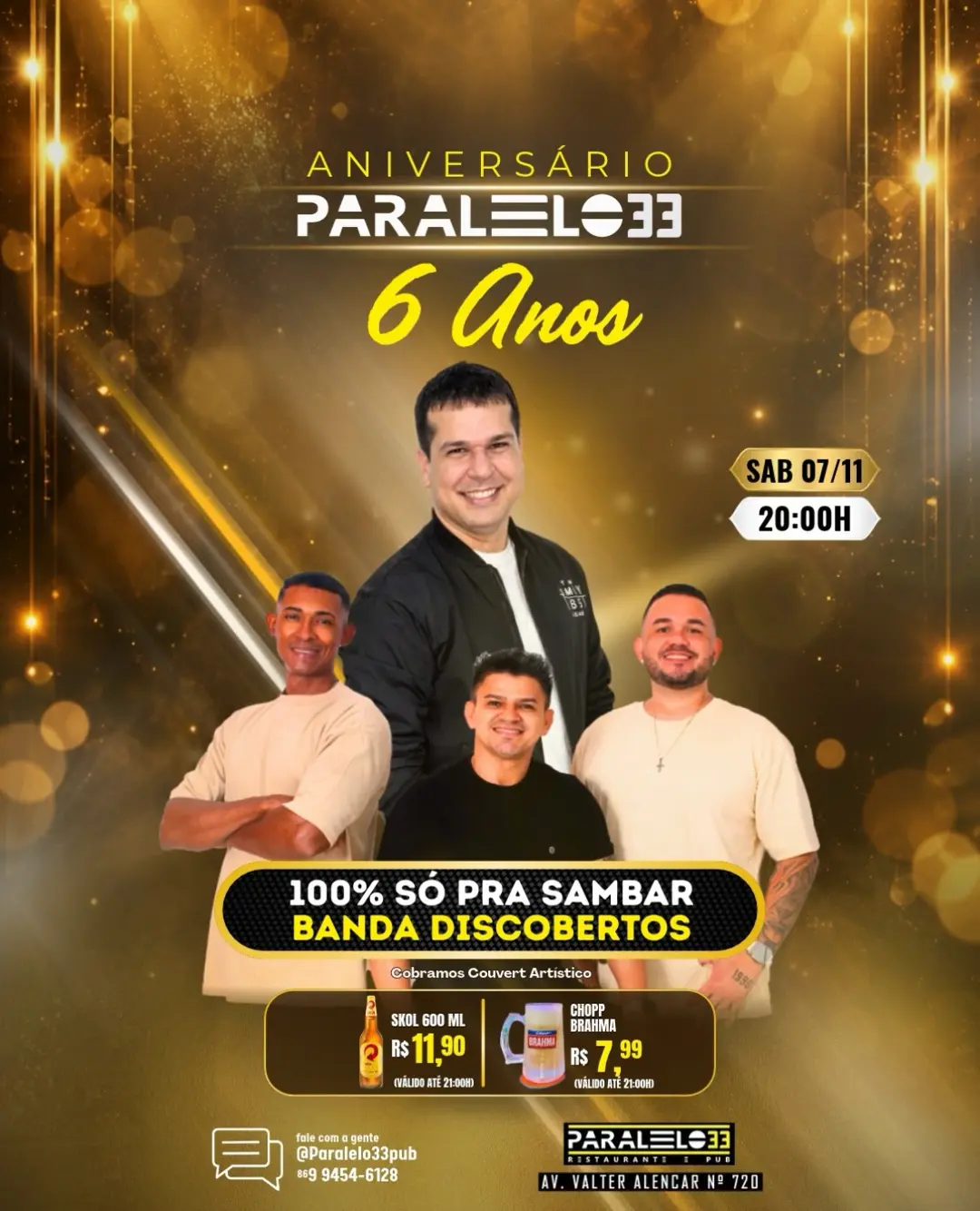 Flyer de Banda Discobertos e 100% SÓ PRA SAMBAR