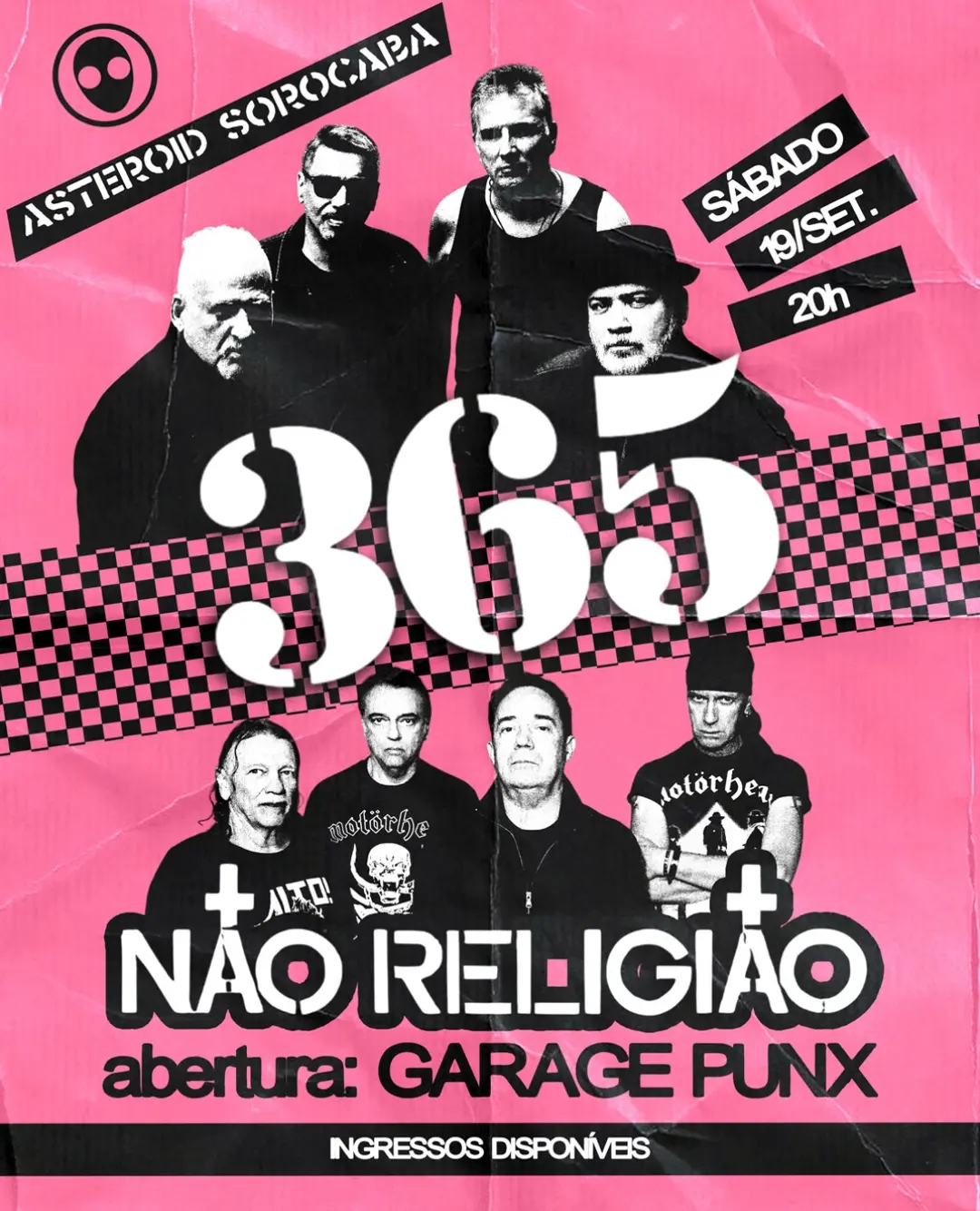 Flyer de Não Religião, Banda 365, Guerra, 365 e mais 6 artistas
