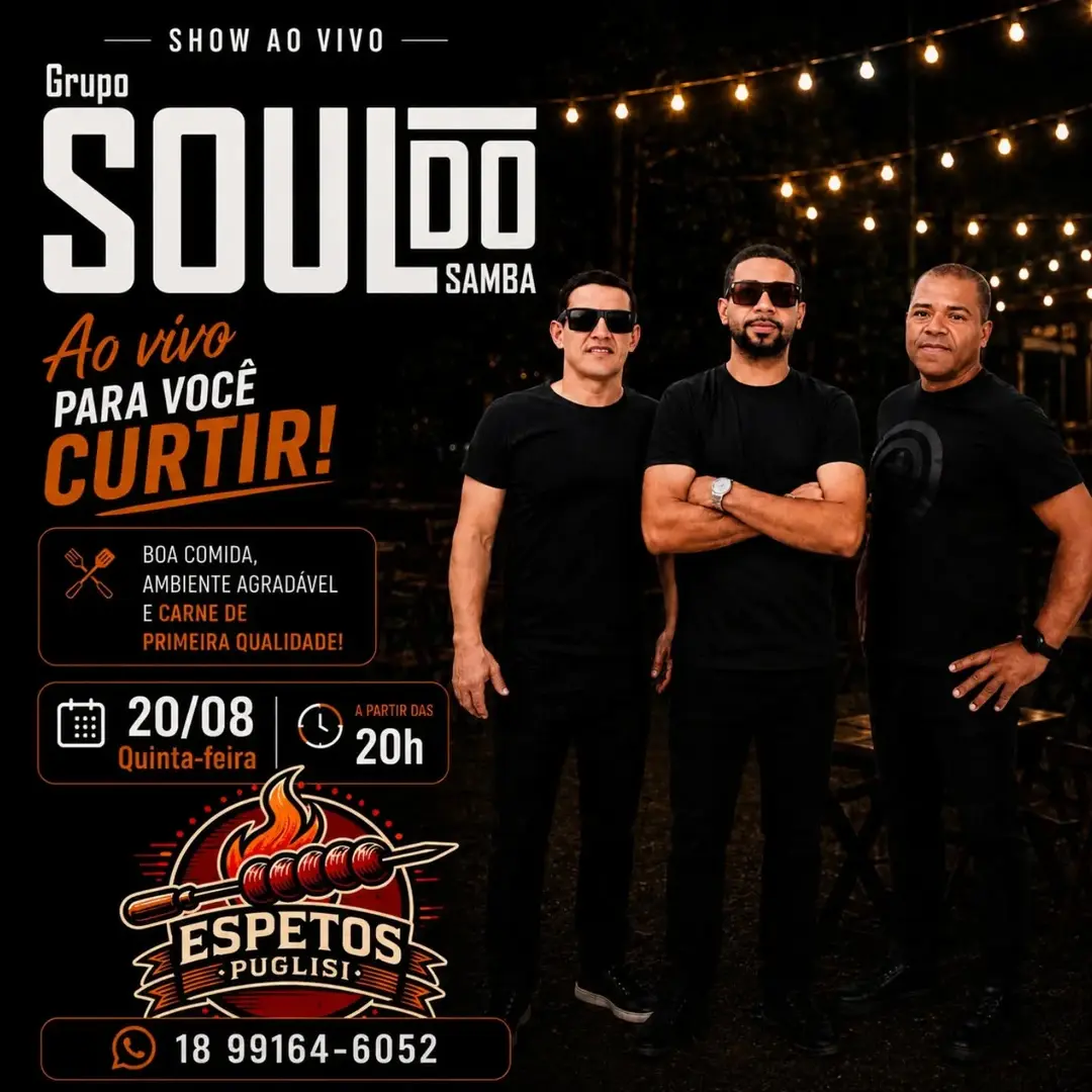 Flyer de Grupo Soul do Samba