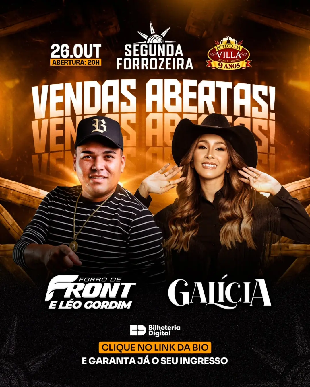 Flyer de Gálicia e Forró de Front e Léo Gordim