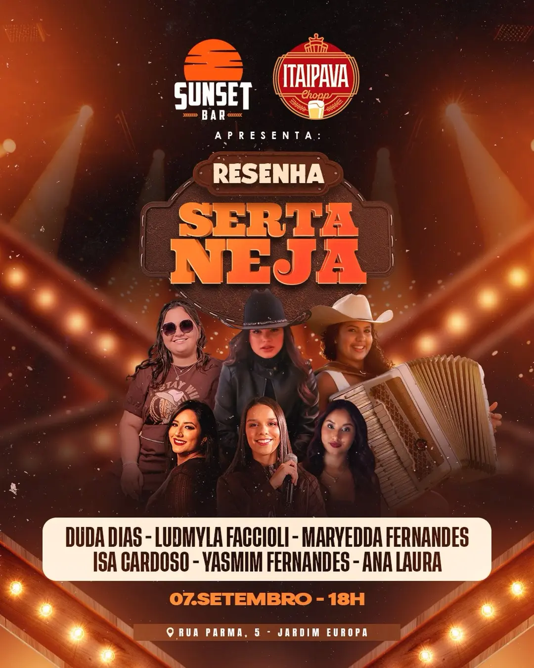 Flyer de Duda Dias, Isa, Maryedda Fernandes e mais 3 artistas