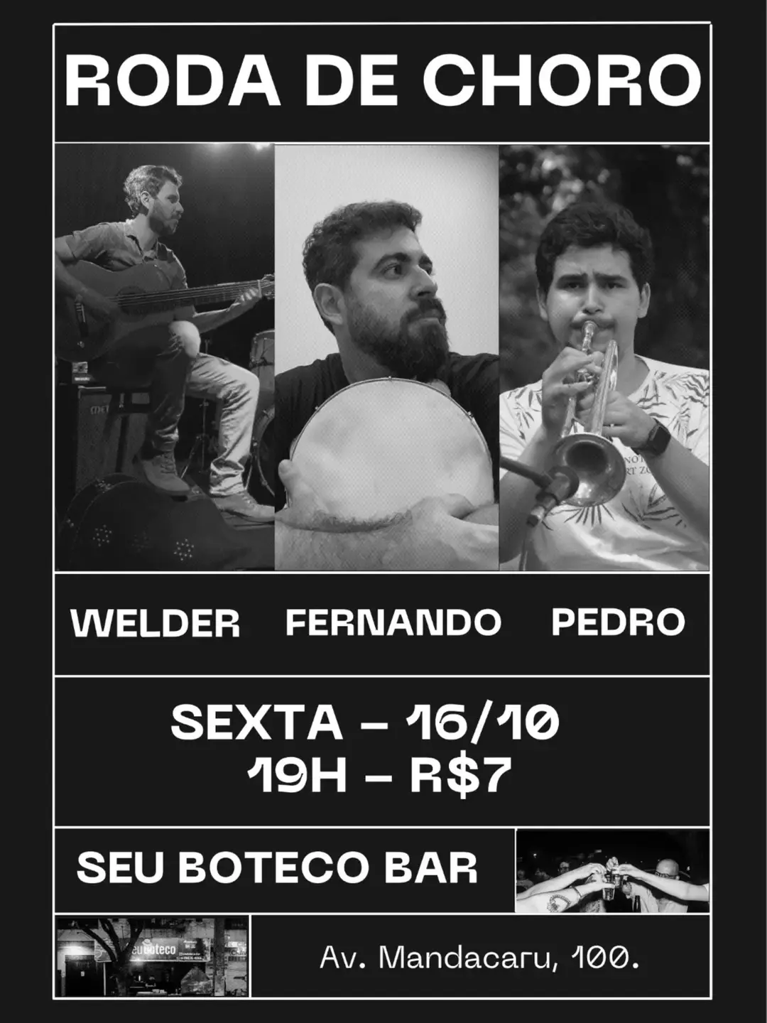 Flyer de Welder Henrique, Fernando Domonte e Pedro Negrao