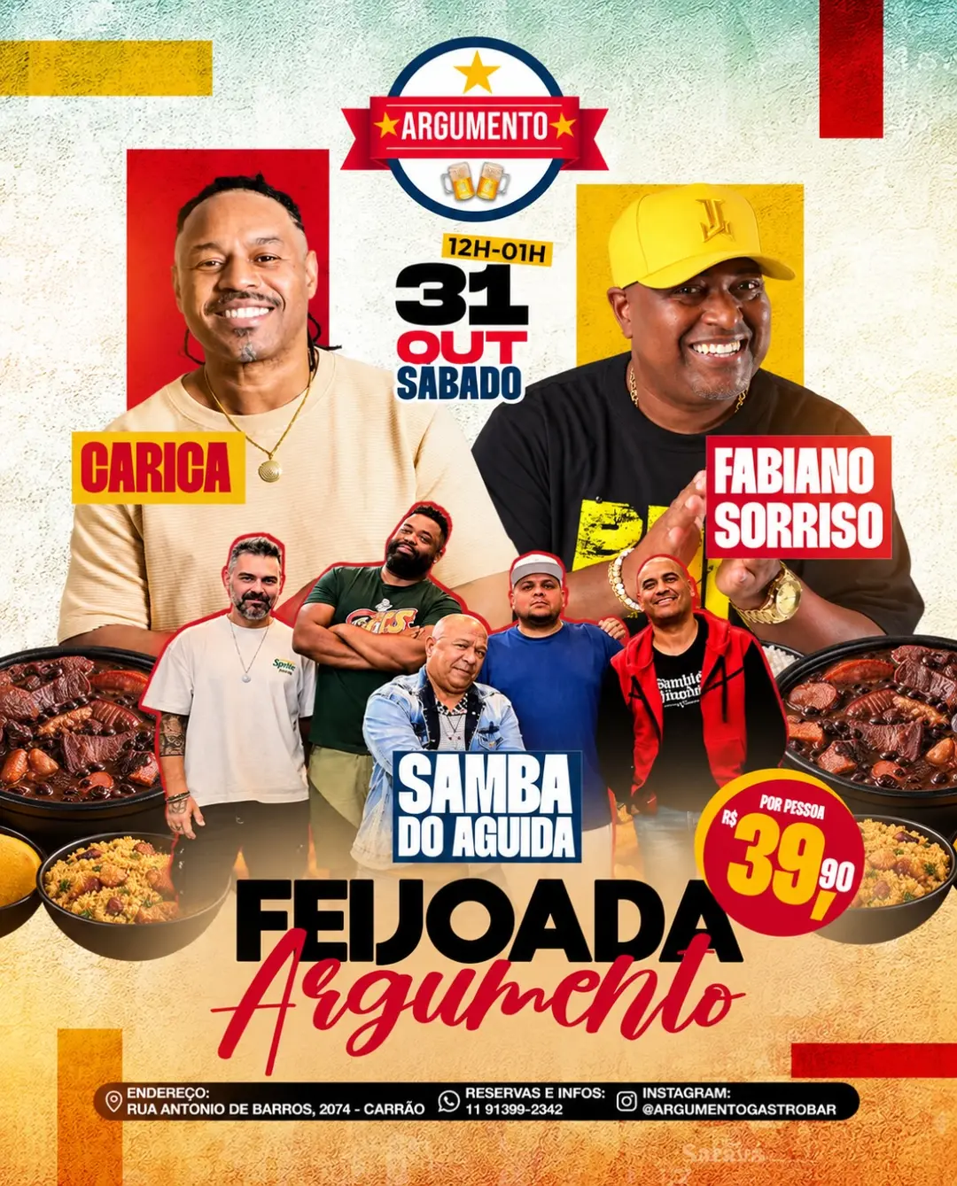 Flyer de Samba do Aguidá, Carica e Fabiano Sorriso