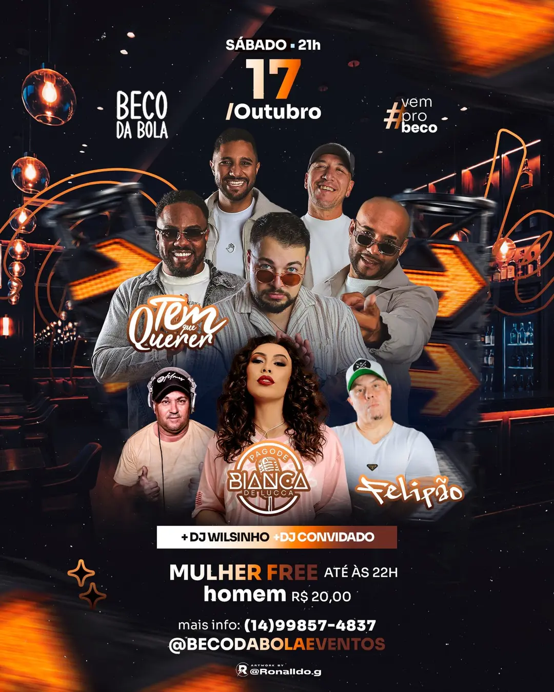 Flyer de Pagode Bianca de Lucca, Grupo TQQ e mais 2 artistas
