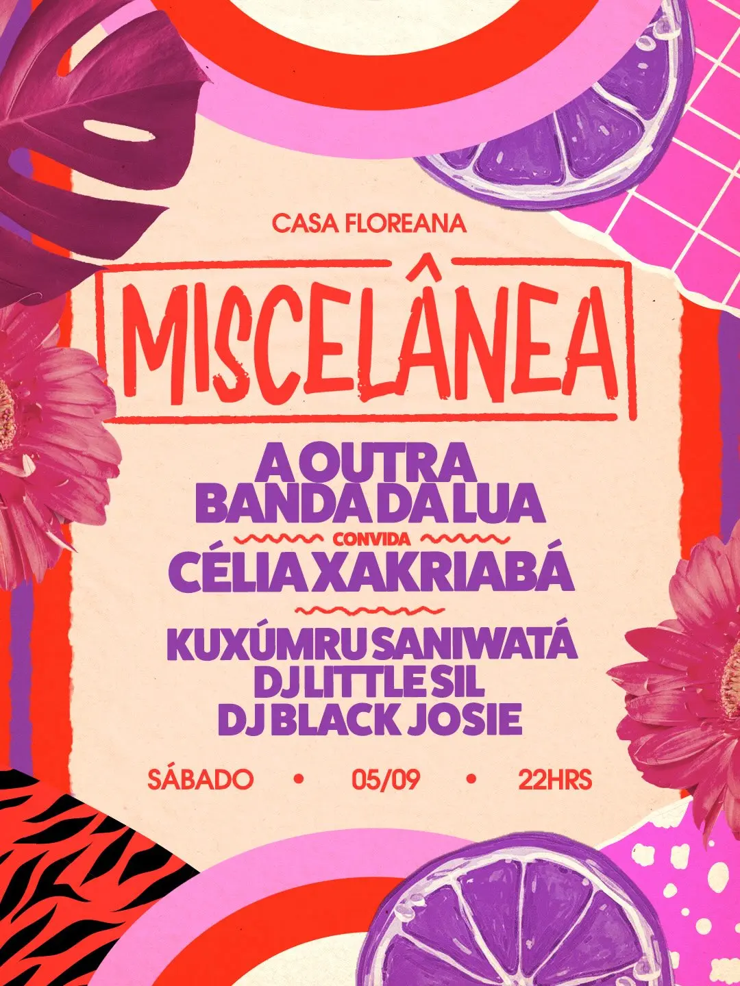 Flyer de A Outra Banda da Lua e Célia Xakriabá