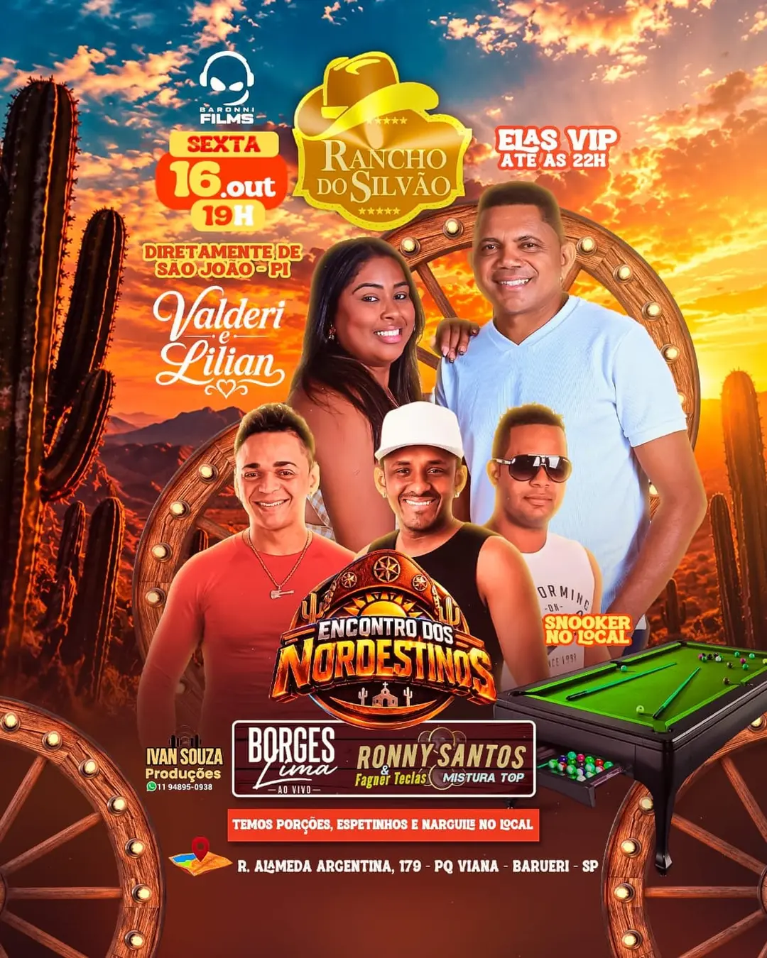 Flyer de Valderi e Lilian, Borges Lima e mais 1 artista