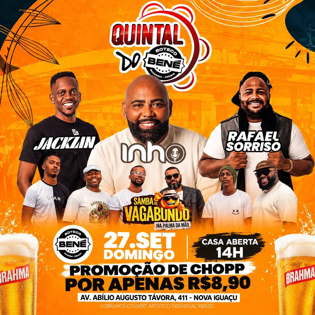 Flyer de Samba de Vagabundo, Jackzin, Rafael Sorriso e Jackin