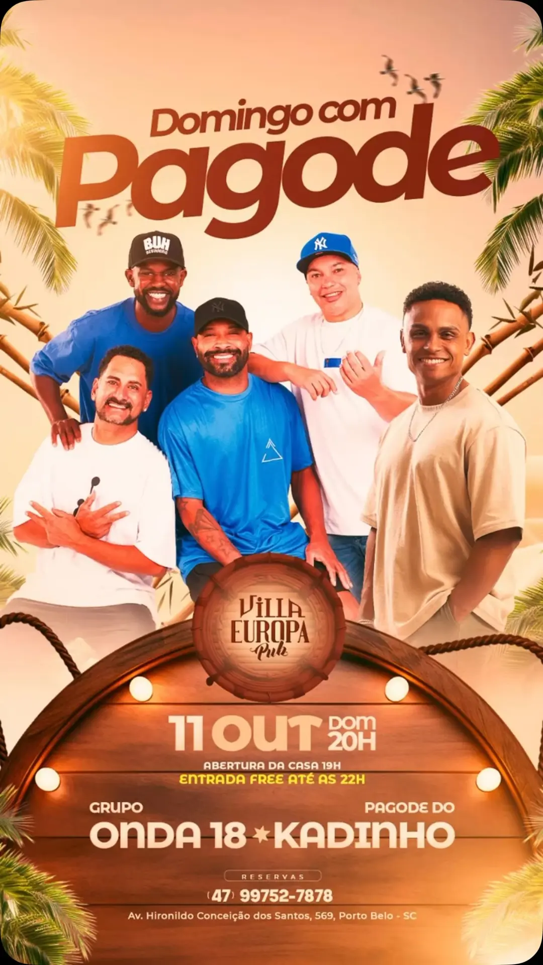 Flyer de Grupo Onda 18 e Pagode do Kadinho