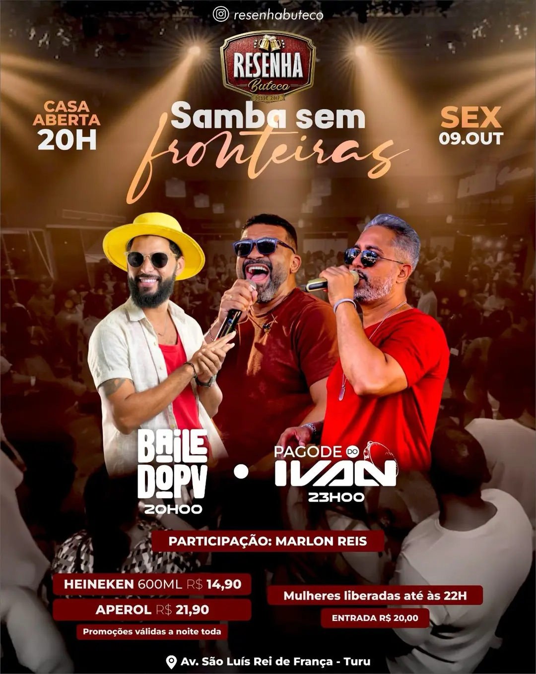 Flyer de Baile do DPV, Pagode do Ivan e Marlon Reis