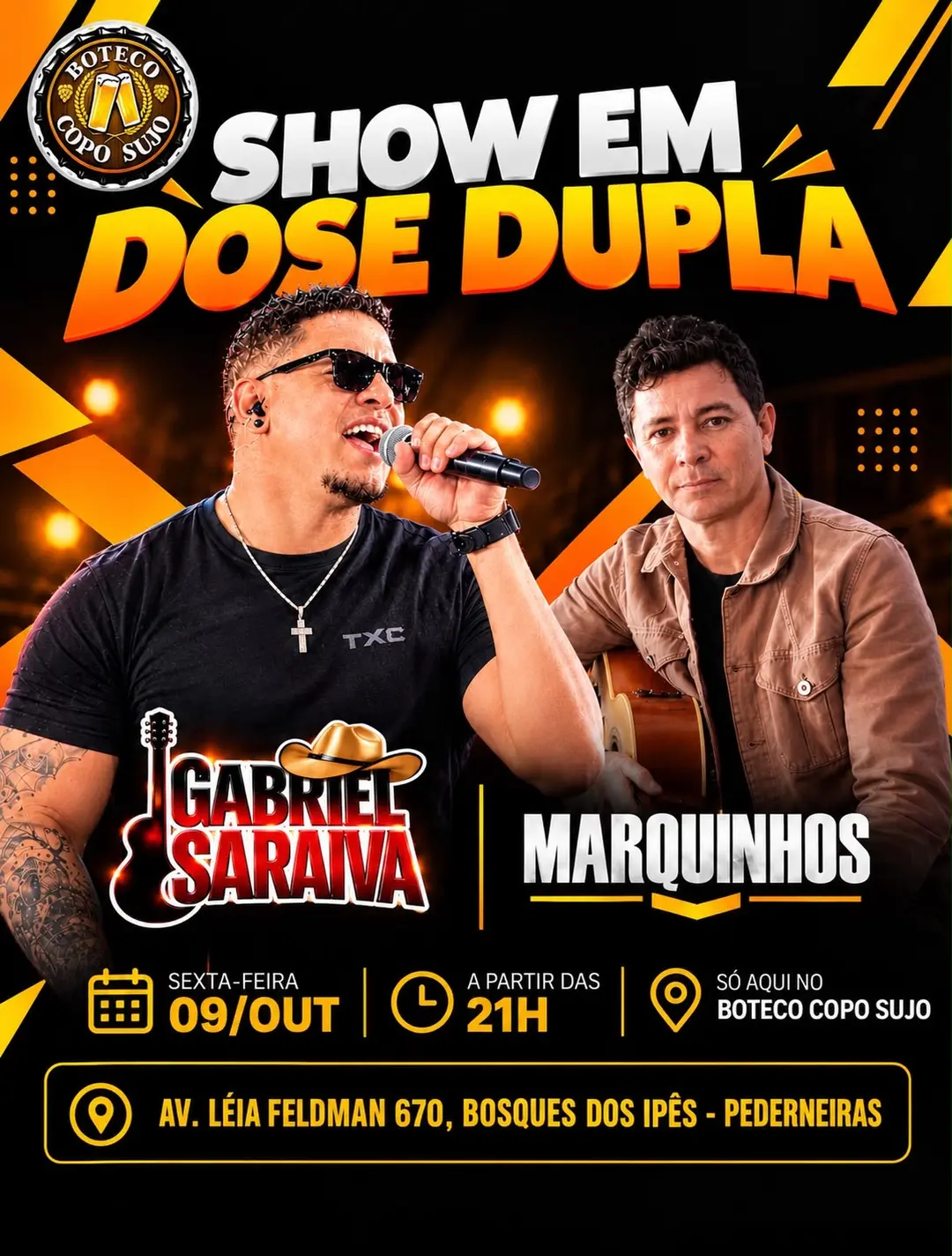 Flyer de Gabriel Saraiva e Marquinhos