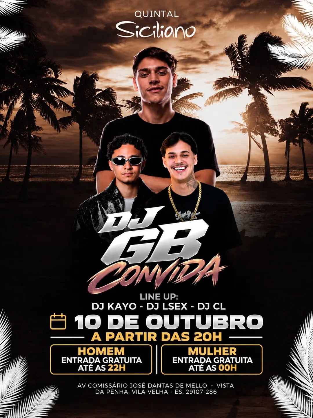Flyer de DJ GB Convida, DJ Kayo, DJ Lsex e DJ CL