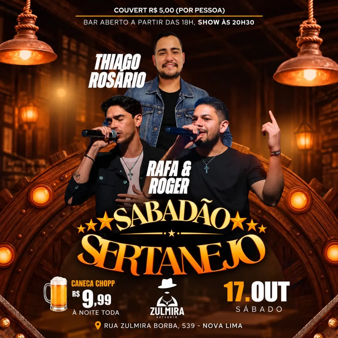 Flyer de Thiago Rosário e Rafa & Roger