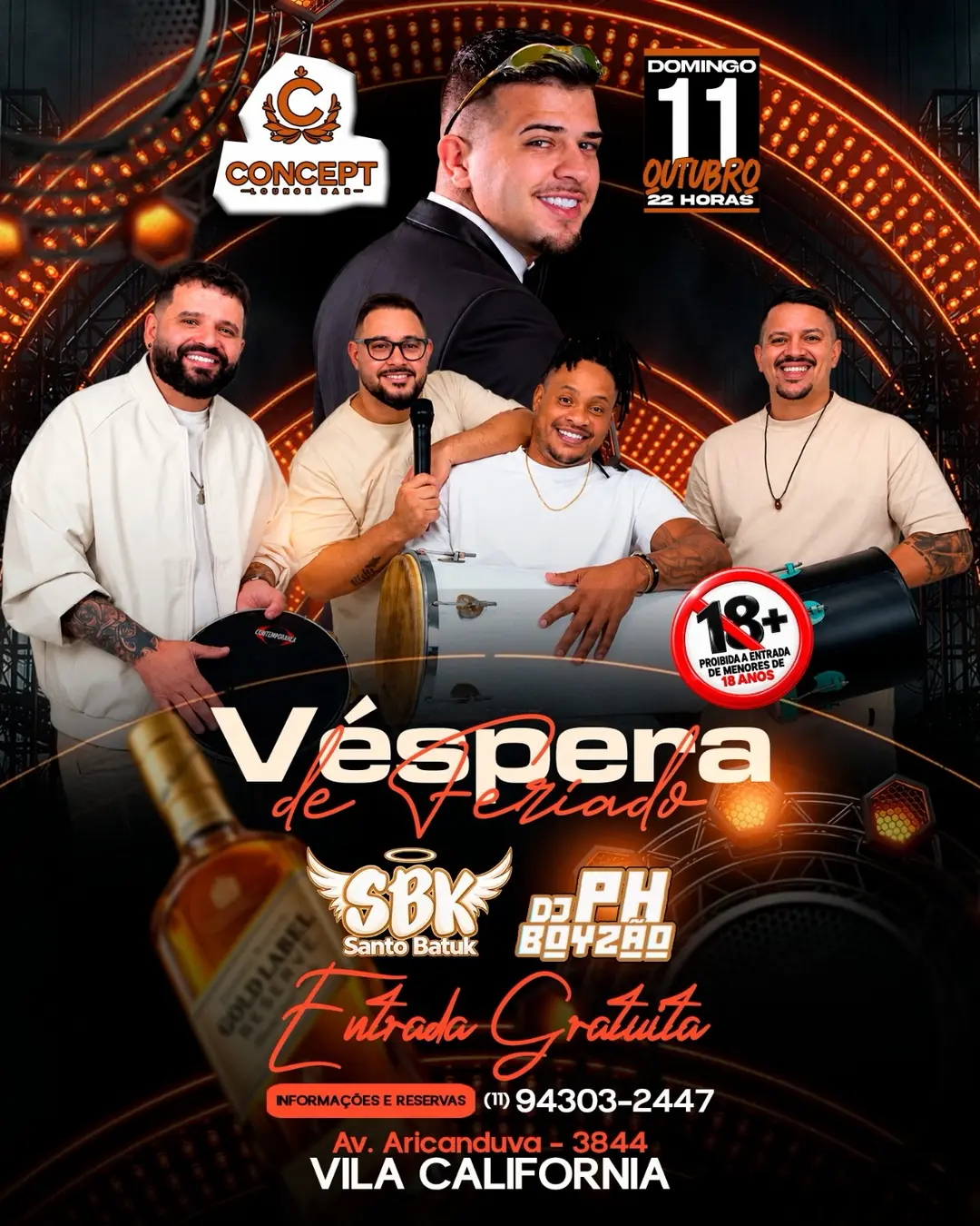 Flyer de SBK Santo Batuk e DJ PH Boyzão