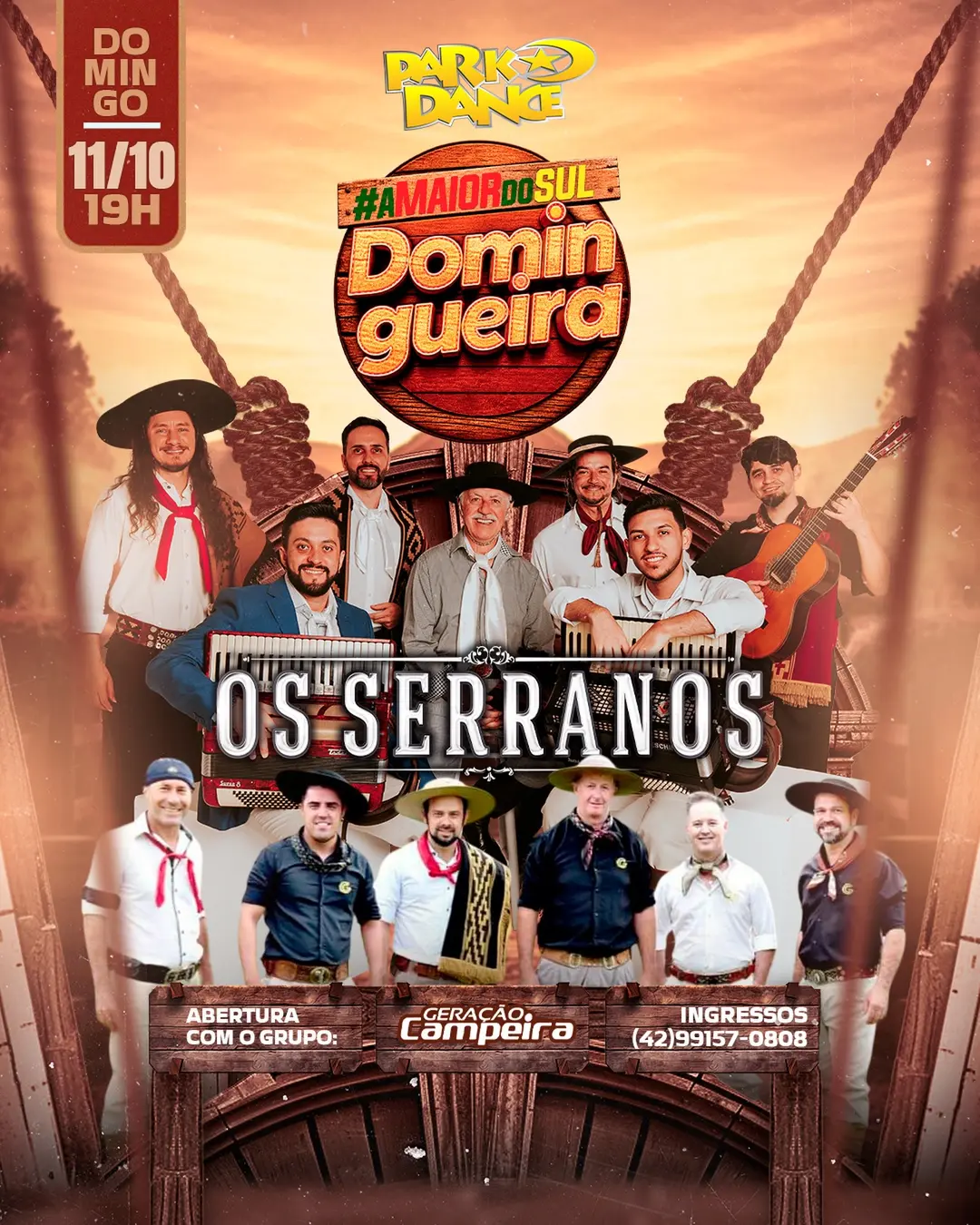 Flyer de Grupo Geração Campeira e OS SERRANOS