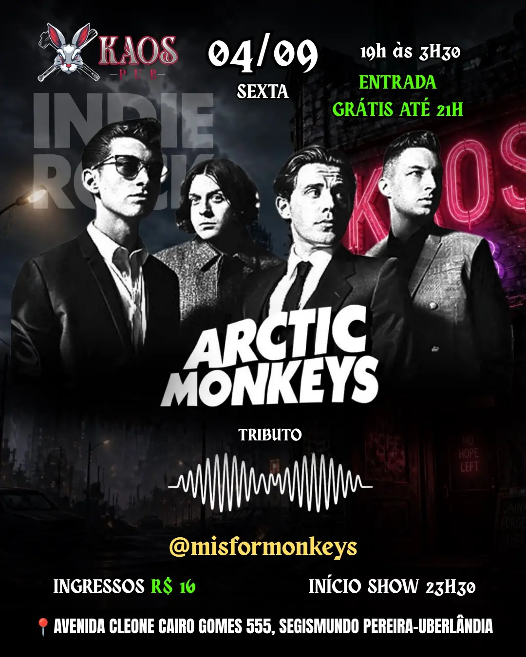 Flyer de Arctic Monkeys Cover Uberlândia