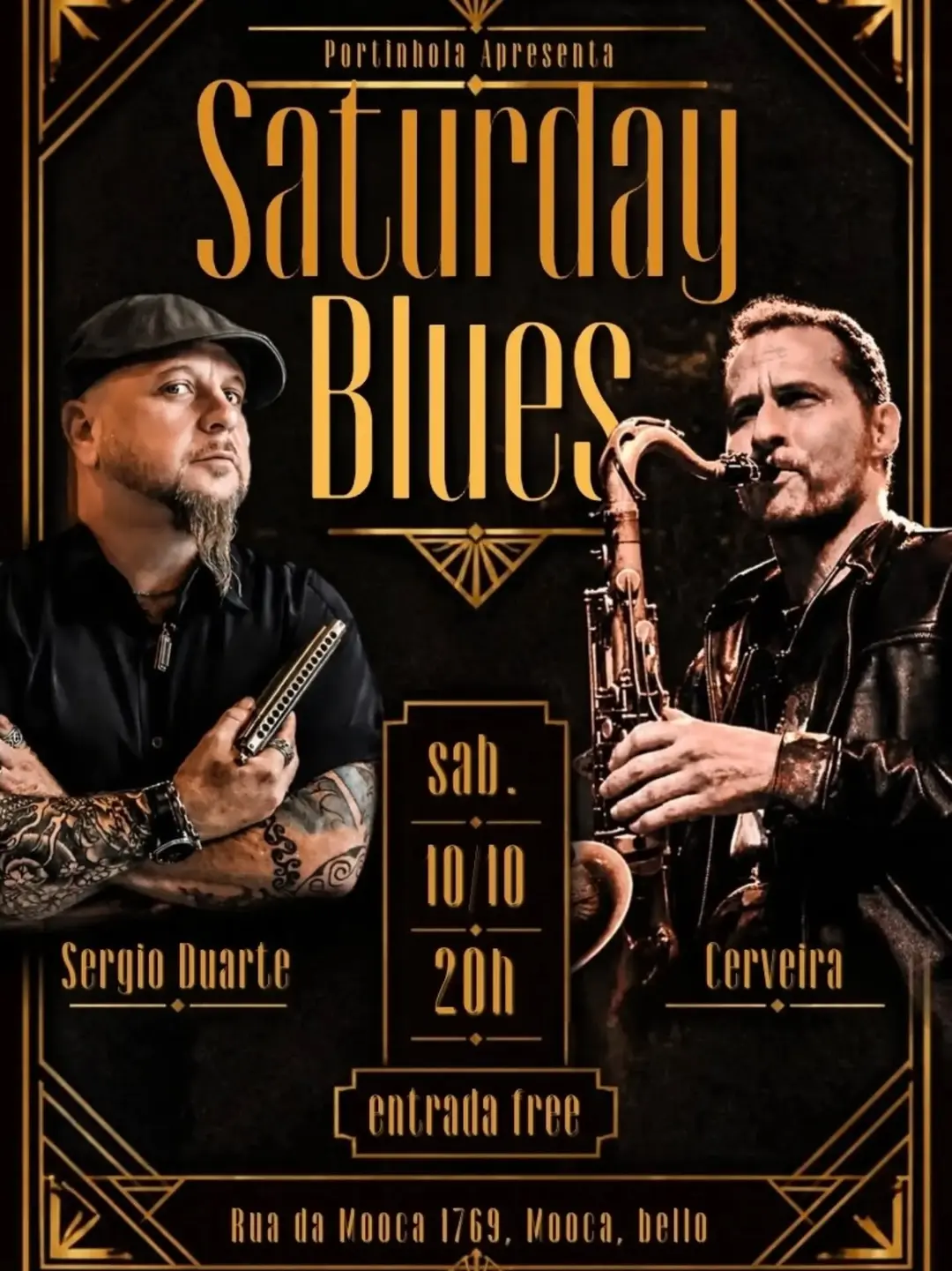 Flyer de Sergio Duarte Blues, Sérgio Duarte e mais 2 artistas