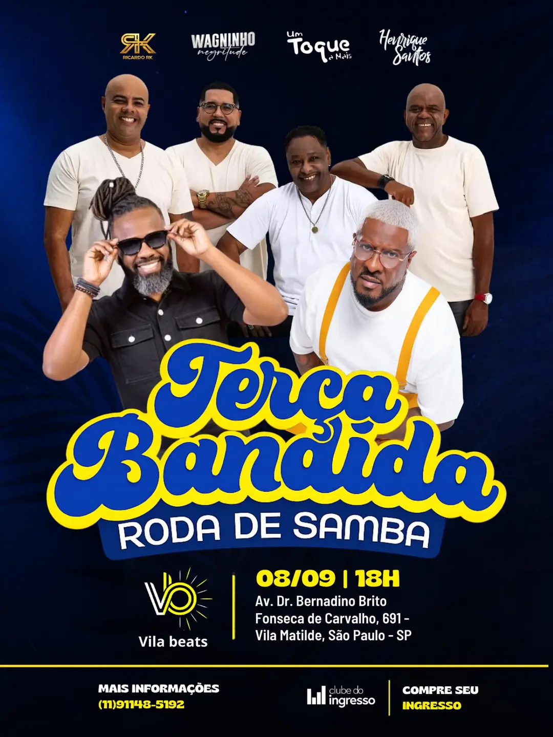 Flyer de Grupo Um Toque a Mais e mais 4 artistas