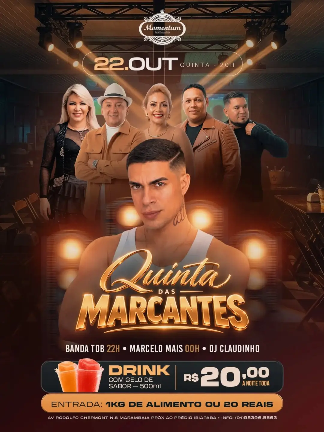 Flyer de Banda TDB, Marcelo Mais e DJ Claudinho