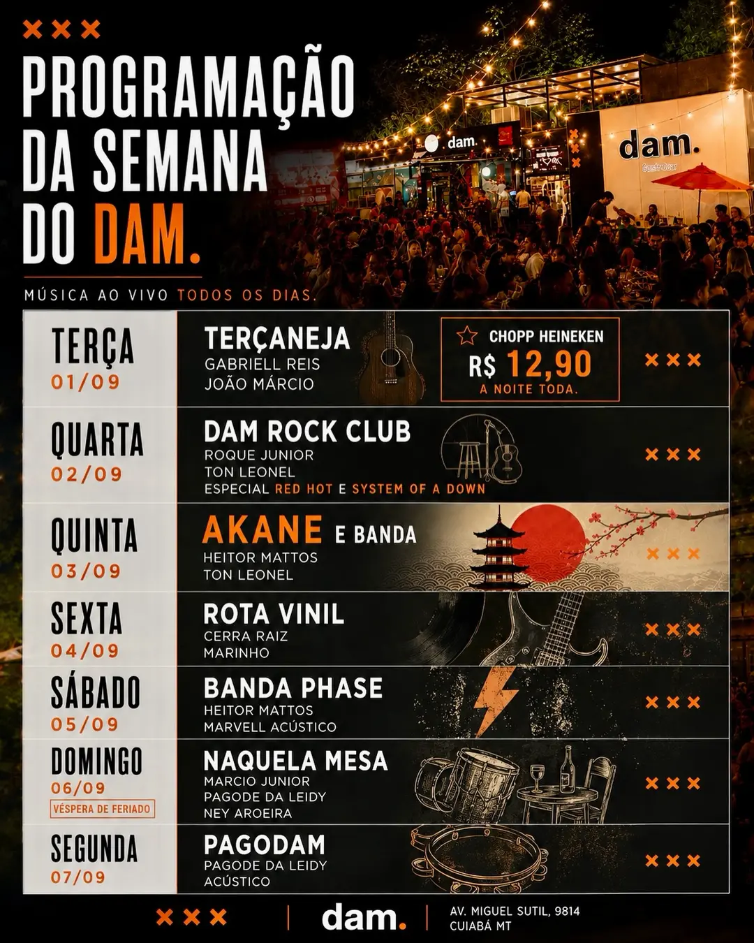 Flyer de Banda Marinho, Cerra Raiz e Rota Vinil