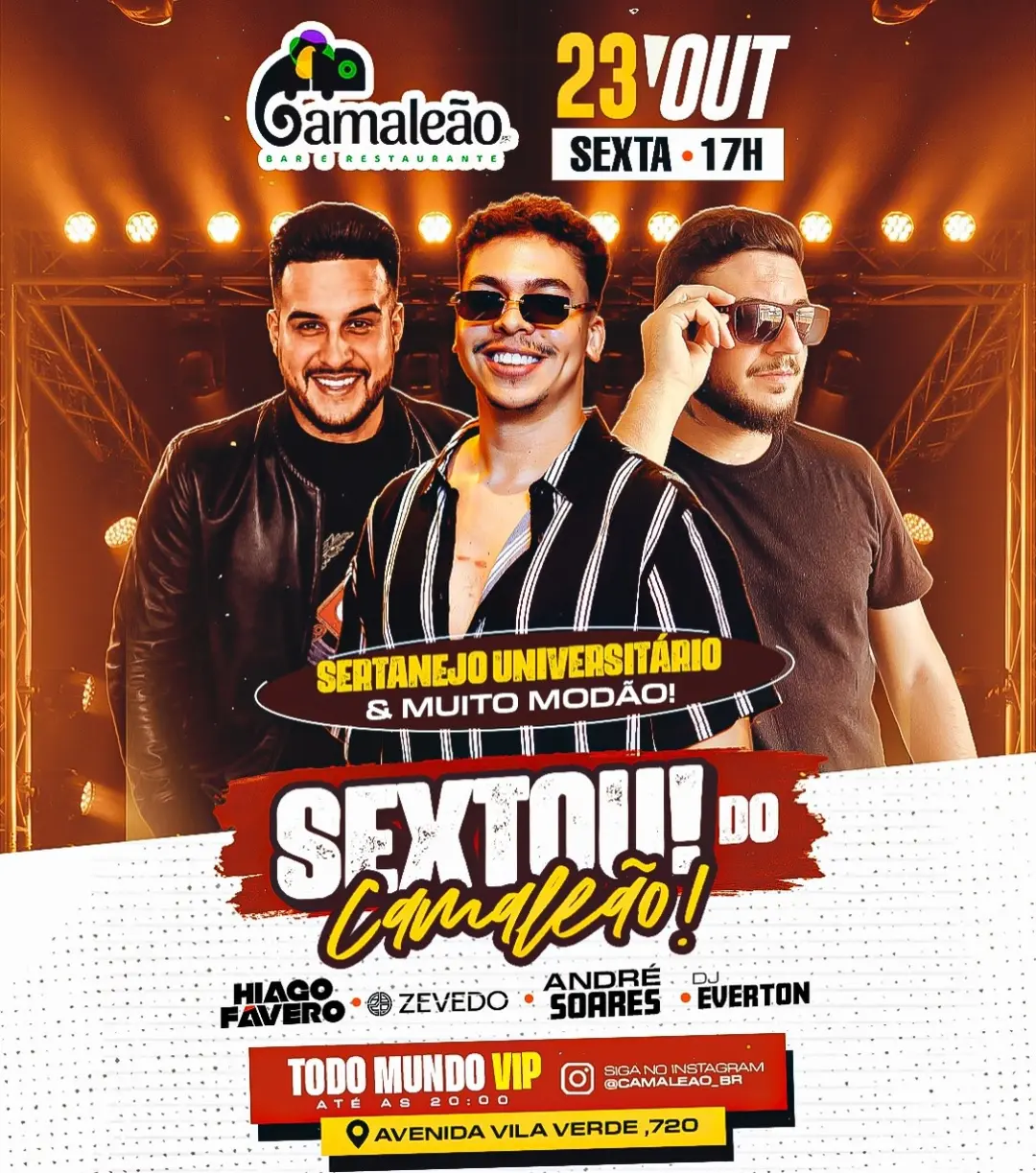 Flyer de Zevedo, Cantor André Soares, Cantor Hiago e DJ Everton