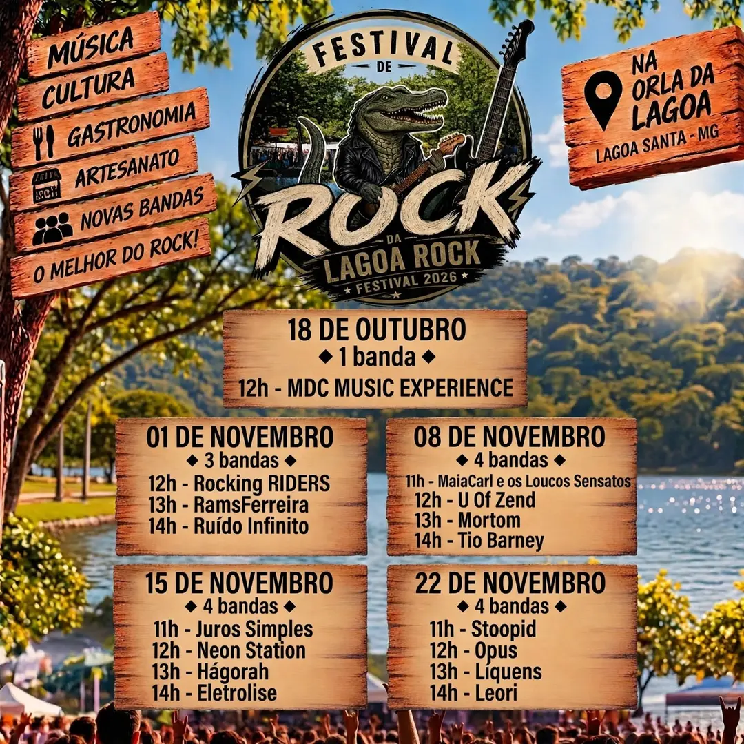 Flyer de Juros Simples, Neon Station Band e mais 3 artistas