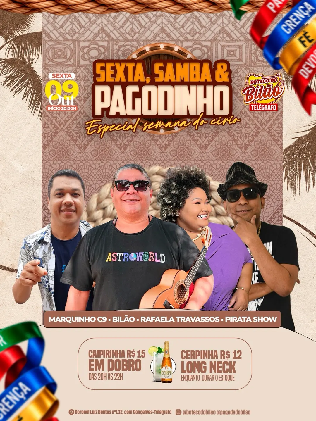 Flyer de Rafaela Travassos, Cantor Pirata Show e mais 2 artistas