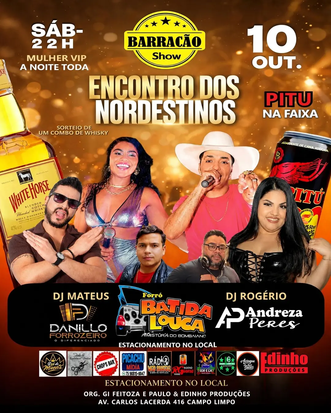 Flyer de DJ Mateus, Andreza Peres e mais 3 artistas