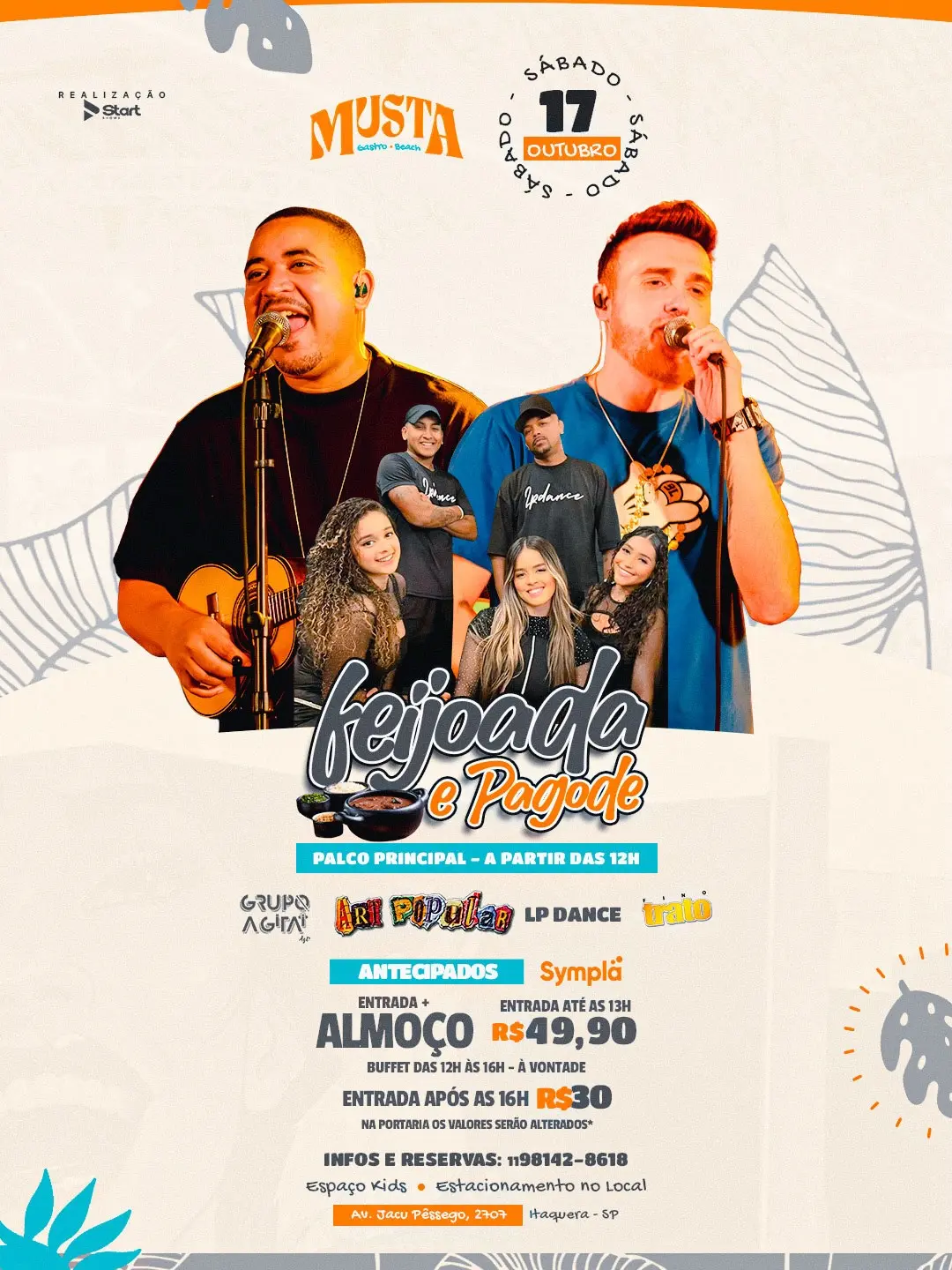 Flyer de Grupo Fino Trato, Andrea Morais e mais 6 artistas